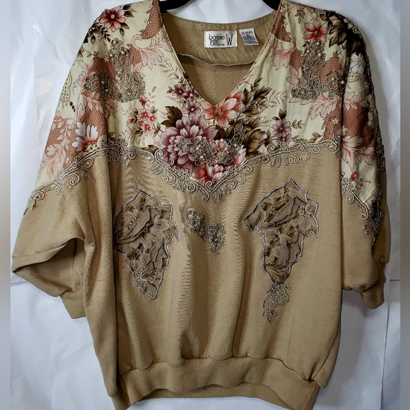 Flowers and Lace Patchwork Shirt Size 2x - Picture 1 of 10